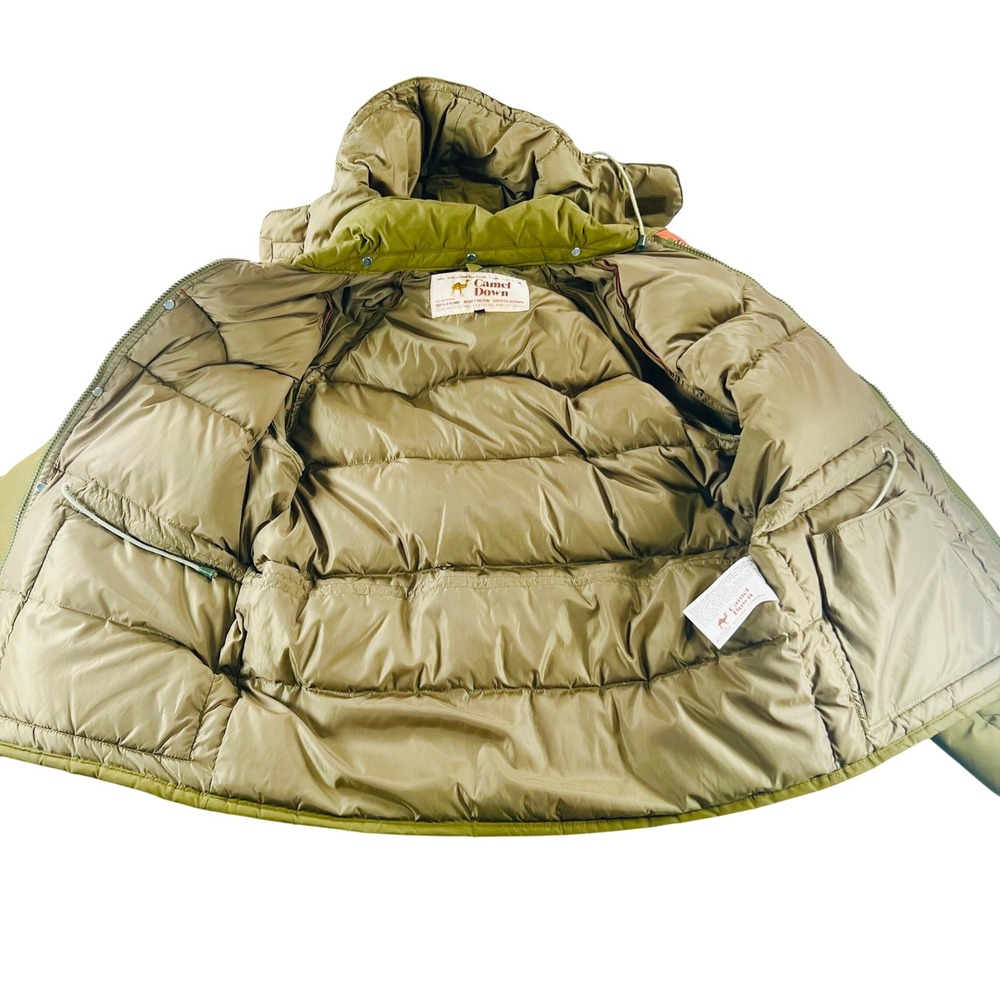 Camel Down Puffer Jacket Men L Green Orange Vintage Gorpcore - Picture 3 of 13